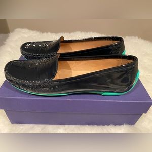Stuart Weitzman | Mach 1 Blue & Green Patent Leather Moccasin Loafer | 6.5M